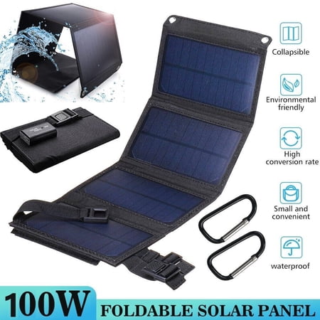 MDHAND 80W Solar Panel Foldable Removable Power USB Port for Portable Power Station, iPhone, Ipad, Laptop