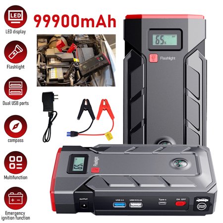 MDHAND 99900mAh Battery Charger Car Jump Starter Booster Jumper Box Emergency Start Power Bank with Built-in LED Light