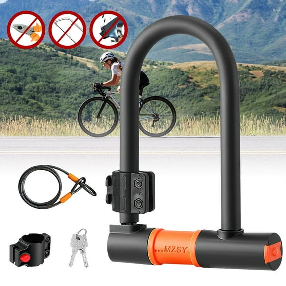 MDHAND Bike U Lock with Braided Steel Cable, High Security Anti-Theft Bicycle Lock with and Mounting Bracket for Mountain Bikes, Ebikes, Scooters