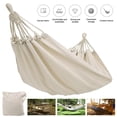 thumbnail image 1 of MDHAND Camping Hammock,2-Person Cotton Hammock with Carry Bag,Best Hammock For Camping,Travel,Support 600lbs,Beach,Home Bedroom Bed Swing(White), 1 of 10