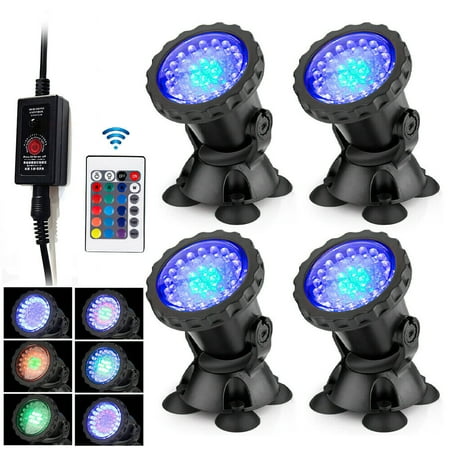 MDHAND Color Changing Spotlights, Halloween Atmosphere lamp, Color Changing Pond Lights Underwater RGB LED Spotlight Dim Adjustable IP68 Waterproof Submersible Outdoor Landscape Lights for Garden Yard