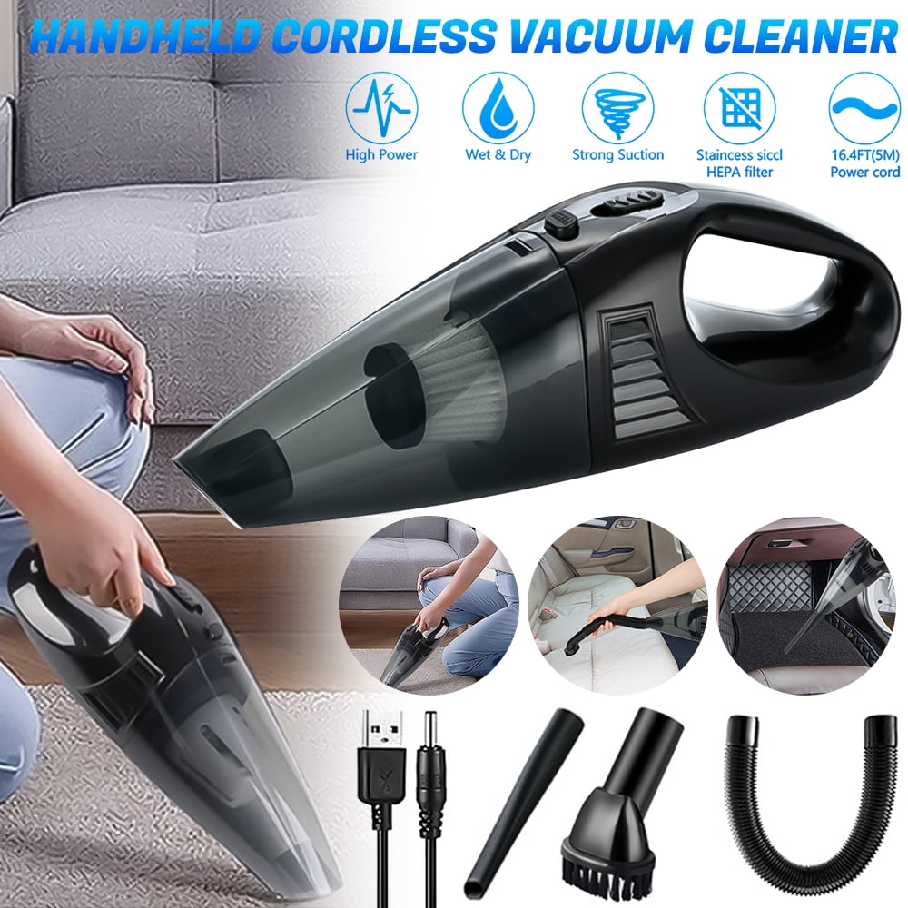 MDHAND Cordless Handheld Vacuum, 6000PA Wet and Dry Vacuum Cleaner for Home and Car, Powerful Suction, Ultra-Lightweight, Quick Charge, Black