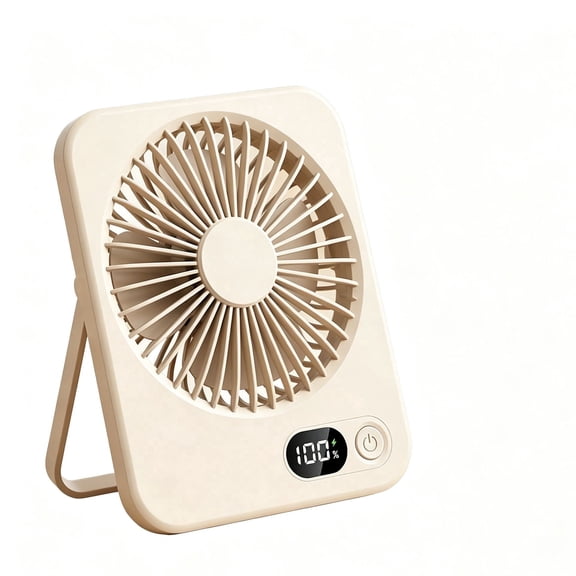 MDHAND Desktop Fan, 5 Speeds with Battery Level Indicator, USB Rechargeable, Quiet Motor, Brown