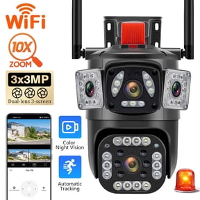 MDHAND Dual Lens Security Camera, 3-View Outdoor Wireless Camera with 360 Panoramic, Two-Way Audio, Human Detection, Full Color Night Vision, Motion Alert