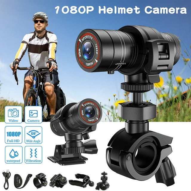 MDHAND Full HD 1080P Sport Action Camera, Mini Sports DV Camera, Bike Motorcycle Helmet Action DVR Video Camera Perfect for Outdoor Sports MS-F9