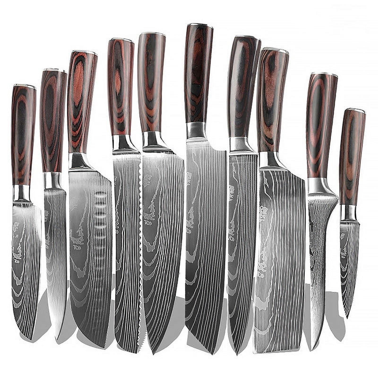 MDHAND Japanese Knives Set for Kitchen, 10-Piece Cutlery Knife, Stainless Steel Chef Knife ...
