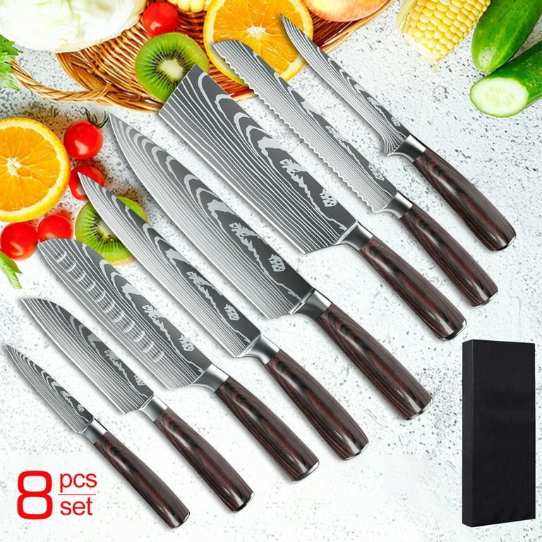 MDHAND Kitchen Chef Knife Sets, 8 Pieces Knife Sets for Professional  Chefs,Stainless Steel Ultra Sharp Japanese Knives with Sheaths (gift box  version) 