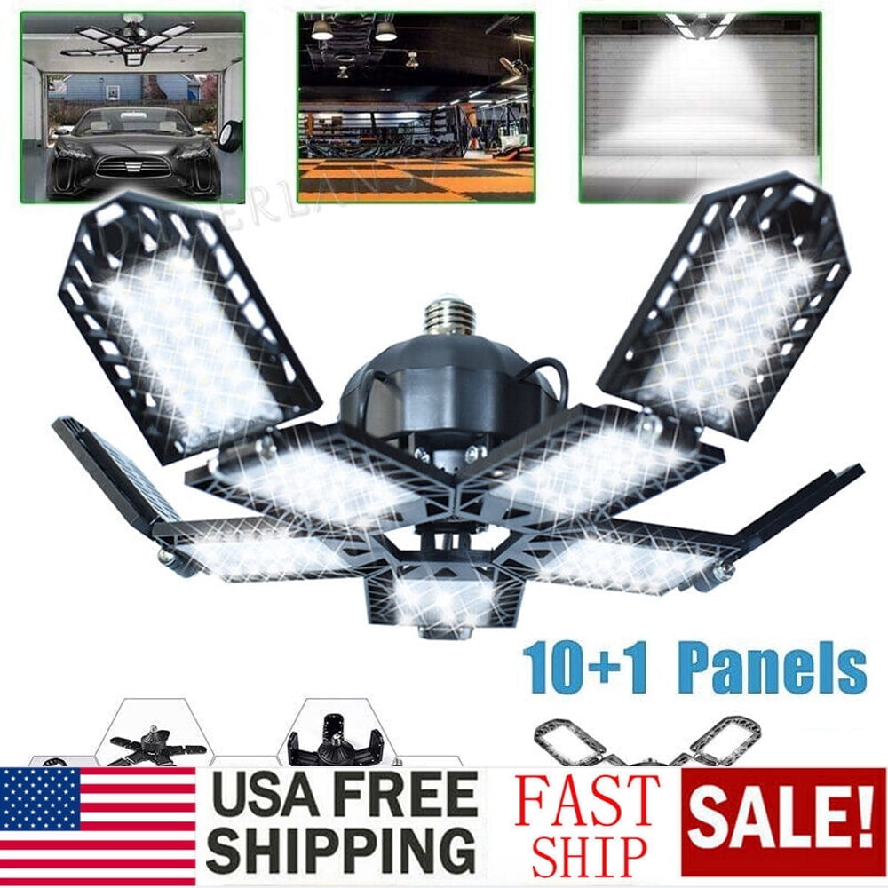 MDHAND 300W LED Garage Light, 30000LM Super Bright, Foldable 5 Adjustable Panels, E26 Base, for Basement Warehouse Shop