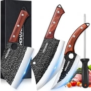 MDHAND Multifunctional Anti-Rust Forged Butcher Knife Set, with a knife sharpener , 4 Piece