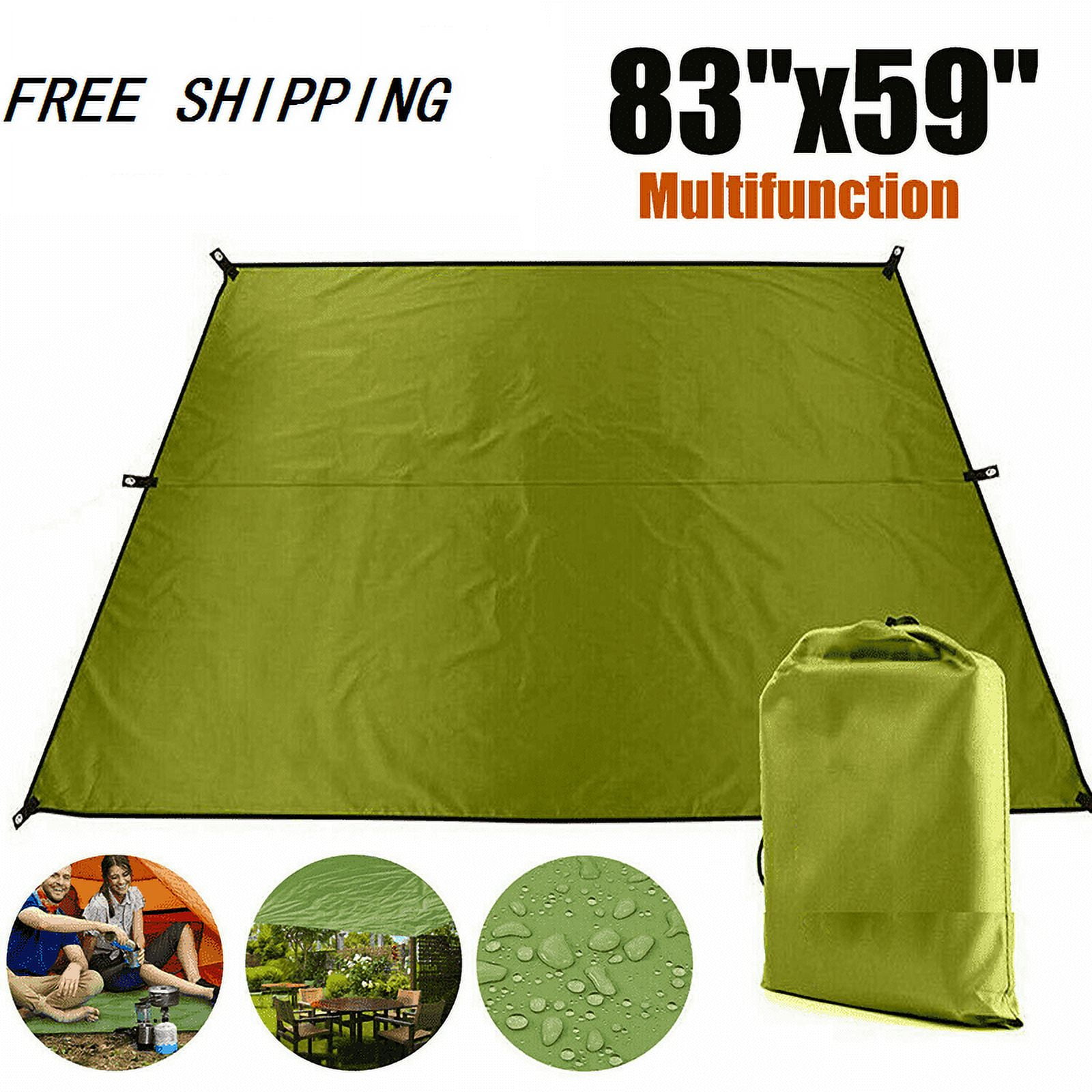 MDHAND Outdoor Hammock Tent Tarp Shelter Rain Sun Shade, Camping Portable Picnic Pad Mat, Green