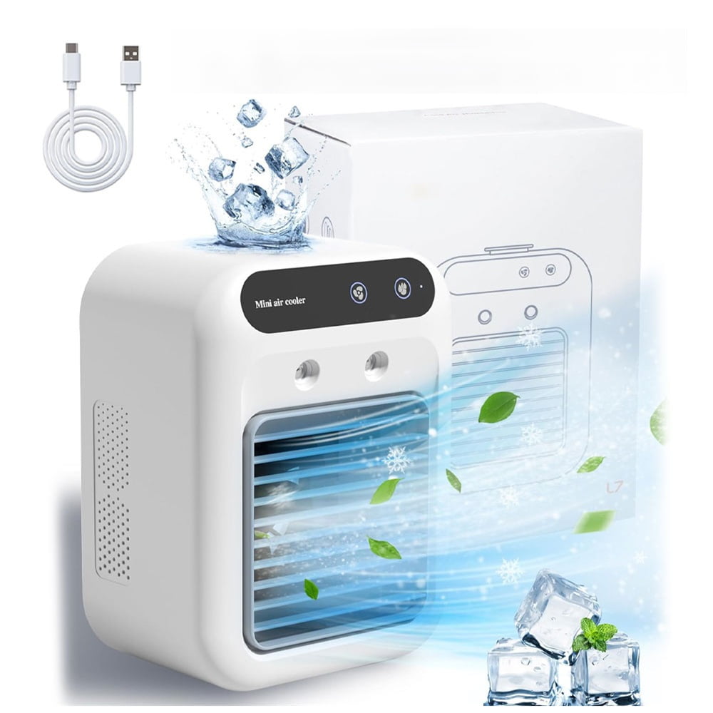 Portable Air Conditioners, Air Cooler Humidifier With 3 Speeds 7 Colors Light, 500ML Mini Air Conditioner Fan, Quiet Air Cooler For Room Office Desk, Home Room Bedroom Dorm