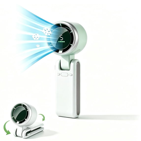 MDHAND Portable Handheld Fan, Foldable with Lanyard, Rechargeable, 3 Speeds, for Outdoor Travel,Green