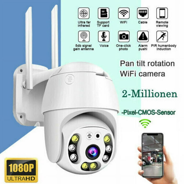 Mdhand Security Camera System, Pan Tilt Outdoor 1080P Home WiFi IP Camera, Weatherproof Surveillance Camera with Night Vision, Motion Alert, Face