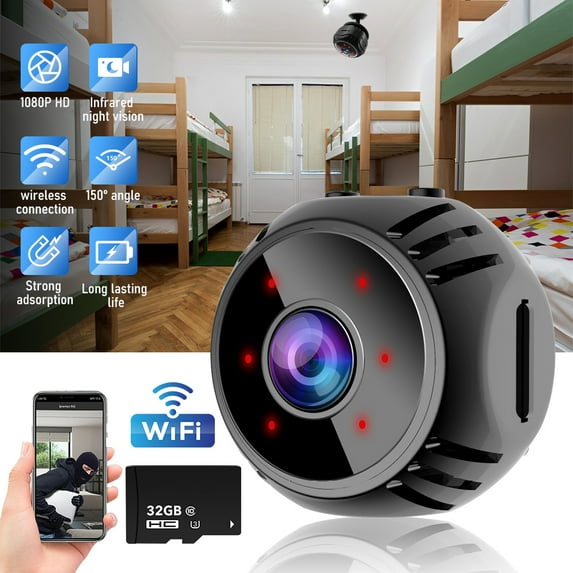 MDHAND Security Cameras Mini Camera Surveillance Camera with 32G TF Card for Home Car Indoor Outdoor Security