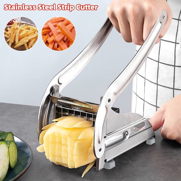MDHAND Stainless Steel French Fry Cutter, Potato Cutter with 2 Blade and No-Slip Suction Base, Perfect for Potato, French Fries, Cucumber,Vegetables Carrot