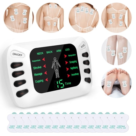 MDHAND TENS Unit Muscle Stimulator Dual Channel with 16 Pcs Electrode Pads for Back/Neck/Lower Back/Leg/Muscle Pain Relief