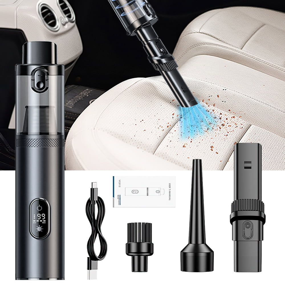 MDHAND V12 Cordless Car Vacuum Cleaner Suction Power 14000PA, 4 in 1 Portable Mini Vacuum Cleaner, Type-C Charging, 2 Suction Modes, Handheld Vacuum Cleaner for Car, Office Desk, Keyboard, Black
