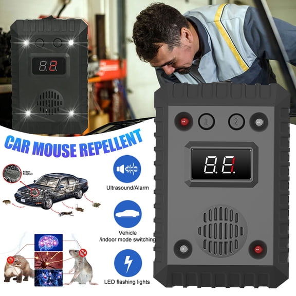 MDHAND Vehicle-mounted rodent repellent device, Pest Repellent Frequency Adjustable Ultrasonic LED Alarm