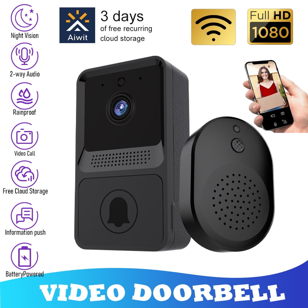 MDHAND Wireless Video Doorbell,WiFi Doorbell Camera with Chime,100°Wide