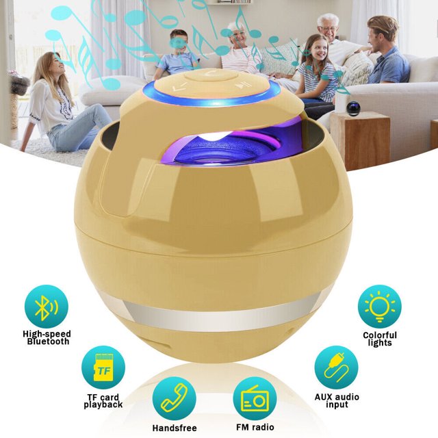 MDHAND Wireless Waterproof Portable Bluetooth Speaker, Gold