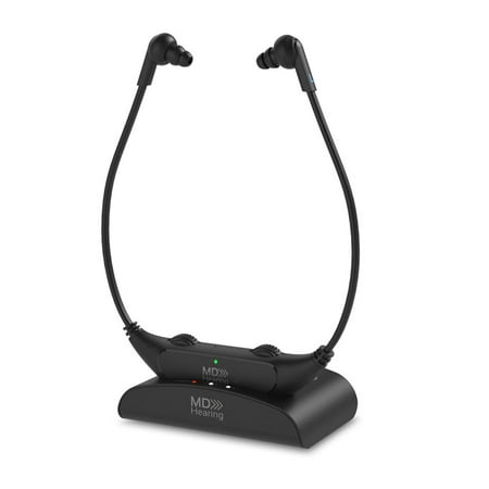 MDHearingAid Casual Listening Rechargeable On-Ear & Over-Ear with Optical, Black, QTV