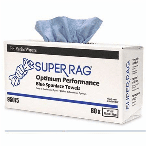 MDI Pro-Series Super Rag 95075 Optimum Performance Supreme Towel, 80, 17 in L x 12 in W, Spunlace, Blue