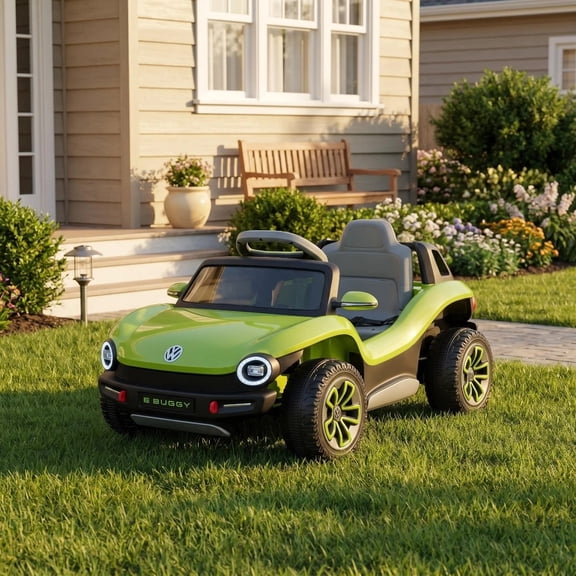 MDIOQIN 12V Ride On Car for Kids, Licensed Volkswagen Beetle Ride on Toys with Remote Control, Rear Cargo Storage, Music, Lights, 4-Wheel Suspension