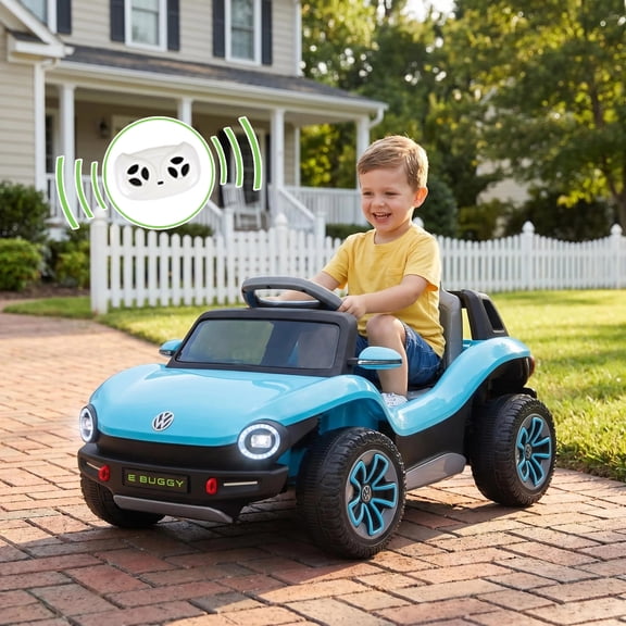 MDIOQIN 12V Ride On Car for Kids, Licensed Volkswagen Beetle Ride on Toys with Remote Control, Rear Cargo Storage, Music, Lights, 4-Wheel Suspension