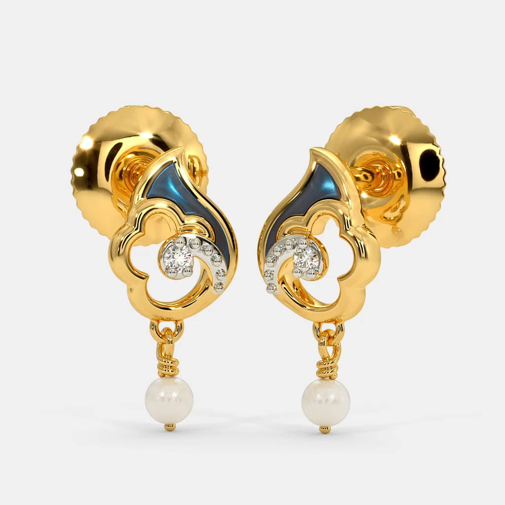 MDK JEWELS Diamond Gemstone Earrings In 18k Yellow Gold 1.533 Gram With 0.012 Diamonds