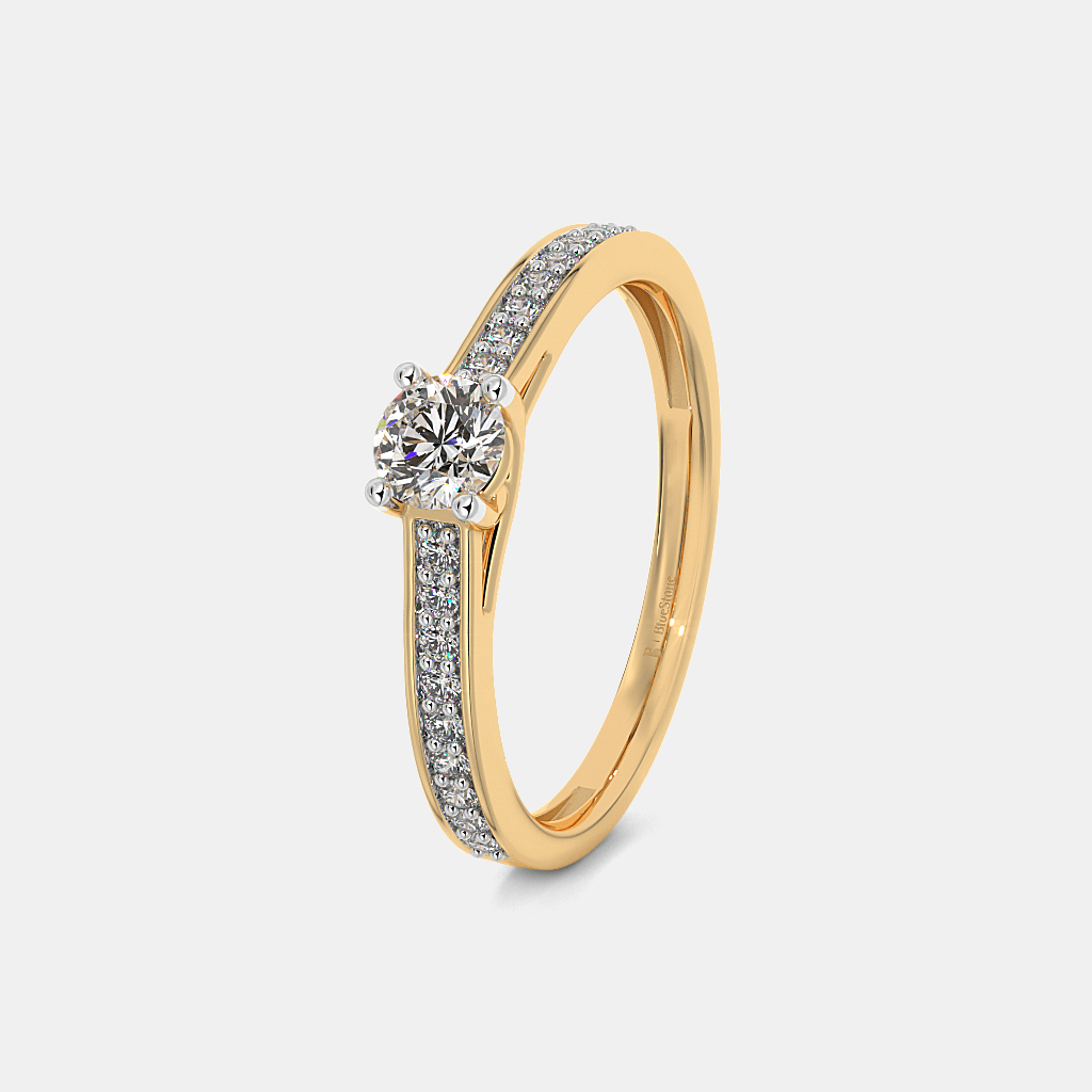 MDK JEWELS Diamond & Solitaire Ring In 18k Yellow Gold 2.18 Gram With 0.144 Diamonds