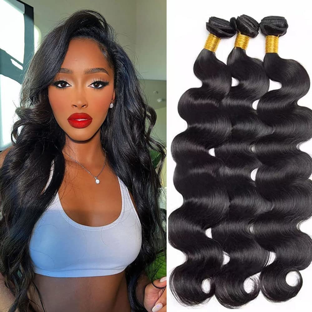 Full Shine Hair Weft Human Hair 16 inch Sew in Hair 1B Off Black Silky  Straight Bundles Full Head 100g