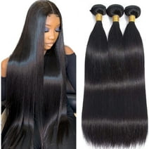 MDL Human Hair Bundles Straight Human Hair Bundles Brazilian Bundles Straight Natural 16 18 20 Inch 3 Bundles Virgin Remy 10A Unprocessed Bundle Human Hair Double Weft Natural Color
