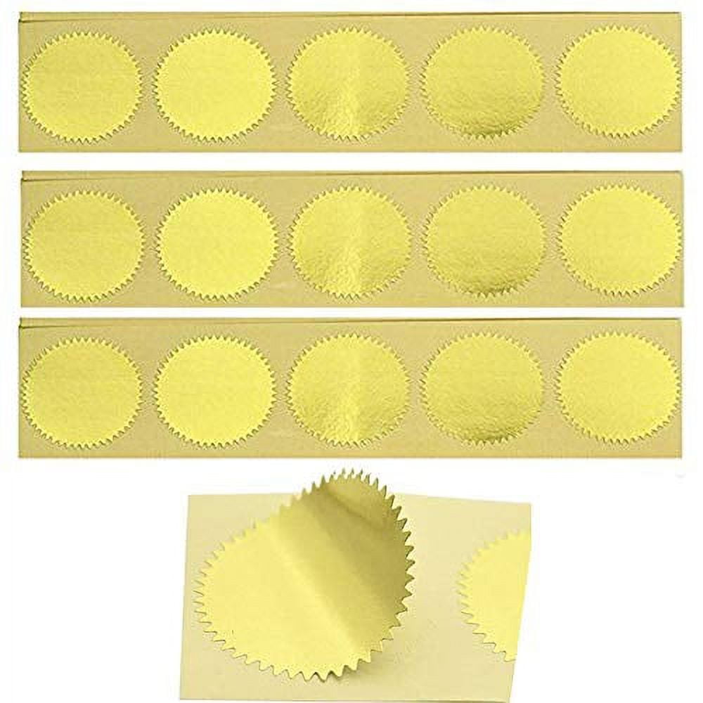 MDLG 100pcs Embossing Stickers Blank Metallic Gold Certificate Seals