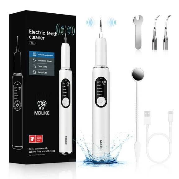 MDLIKE Plaque/Tartar Remover for Teeth, Dental Calculus Removal Teeth Cleaning Kit, Oral Care Dental Scaler Rechargeable Electric Tooth Cleaner Kit, Household Cordless Dental Hygiene Tool