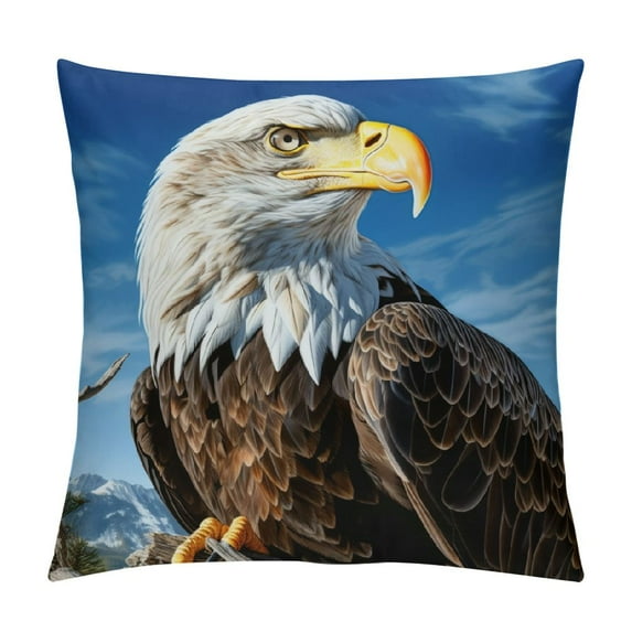 MDO Bald Favorite Animal Eagle Fan Claws Scratches Throw Pillow Cover, 18x18, Multicolor