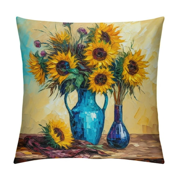 MDO Blanket Vase with Fifteen Sunflowers Throw Gifts for Women Kids Girls Flower Floral Blanket Home Bedroom Living Room Art Decor Soft Cozy Blankets 50"x60"
