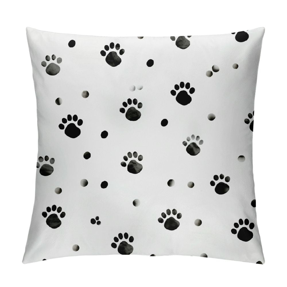 MDO EKOBLA Throw Pillow Cover Dogs Paws and Bones Paw Print Pet Cute