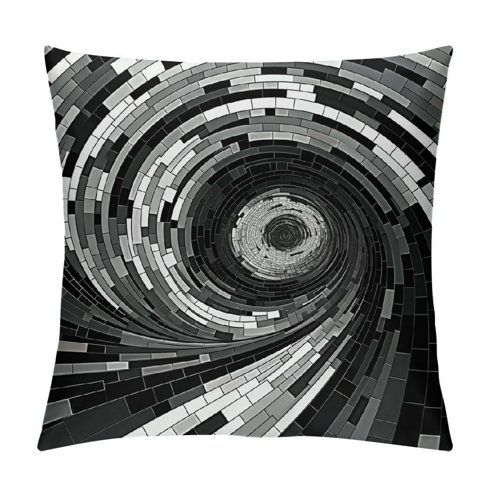 MDO Geometric Striped Black and White Diagonal Throw Pillow Cover ...