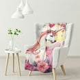 thumbnail image 1 of MDO Levens Unicorn Throw Blanket Gifts for Women Girls, Pink Flowers Print Decor for Bedroom Living Room Birthday Christmas, Soft Cozy Home Lightweight Throw Blankets Black Twin 60"x80", 1 of 6