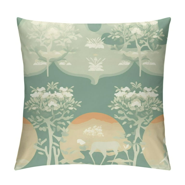 MDO Slow Cow Embroidery Decorative Throw Pillow Cover for Couch Sofa Bedroom Modern Kaleidoscope Accent Pillow Cushion Cover 18 x 18 Inches Green Walmart