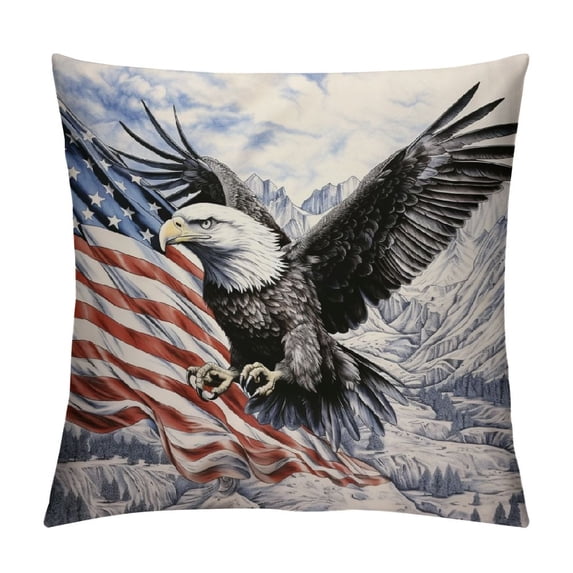MDO Us Army Cool American Flag Eagle Print Throw Pillow Cover Corduroy Soft Pillowcase with Hidden Zipper Decorative Cushion Covers for Sofa Living Room Home Decors 18"X18"