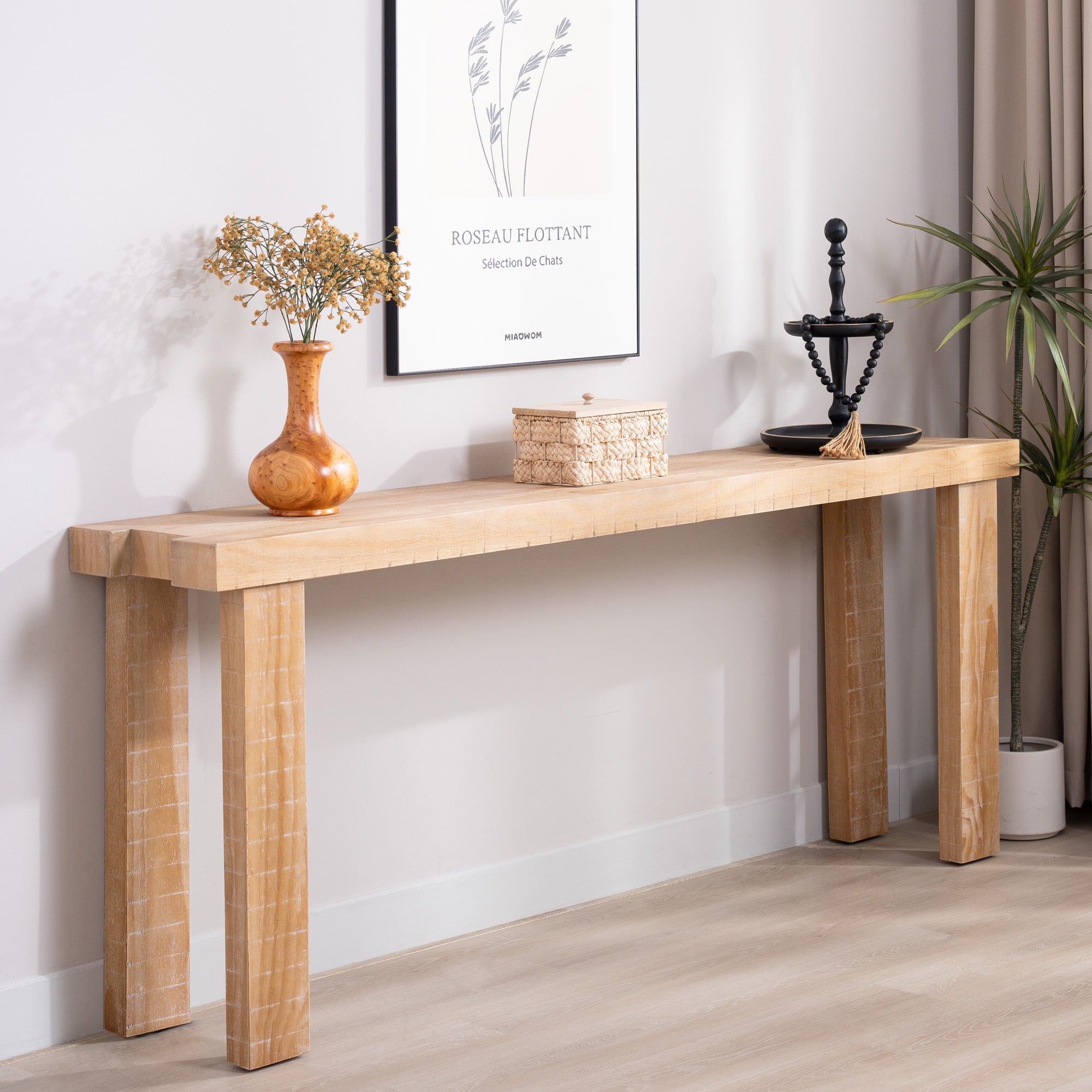 MDQMD 77.2'' Wood Console Table for Entrywya,Minimalist Sofa Table with Natural Wood Finish for Living Room,Hallwa