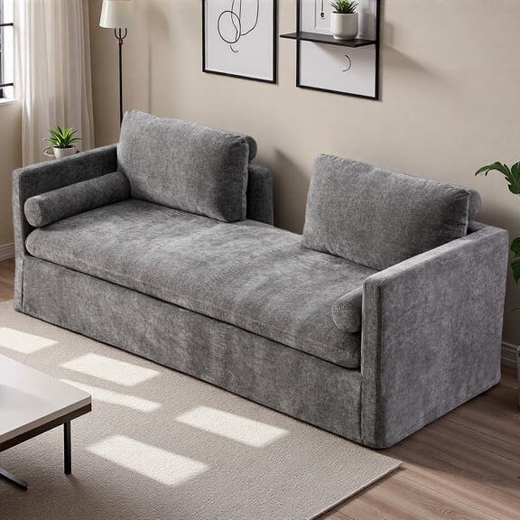 MDQMD 83"Gray Couches for Living Room,Oversized 2 Seater Loveseat,Modern Loveseat Sofa,Chenille Couch With Two Armrest Pillows And Two Backrest Pillows,Unique Couch For Bedrooms, Living Rooms