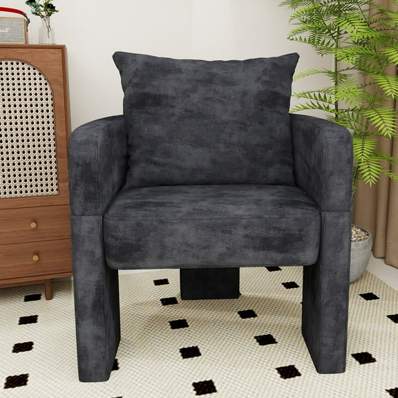 MDQMD Chenille Accent Chair for Living Room,Gray Comfy Cushion Chair with Armrest,Modern Single Sofa Chair for Bedroom,Apartment