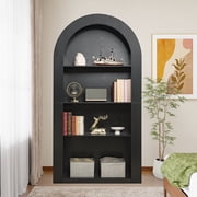 MDQMD Farmhouse Tall Arch Bookshelves,Black Display Cabinet with Open Shelves for Living Room,4-Tier Storage Cabinet for Entryway,Kitchen