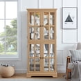 thumbnail image 1 of MDQMD Light Oak Tall Storage Curio Cabinet with 4 Adjustable Glass Shelves and Led Light, Wooden Display Storage Cabinet with Glass Doors for Living Room, 1 of 10