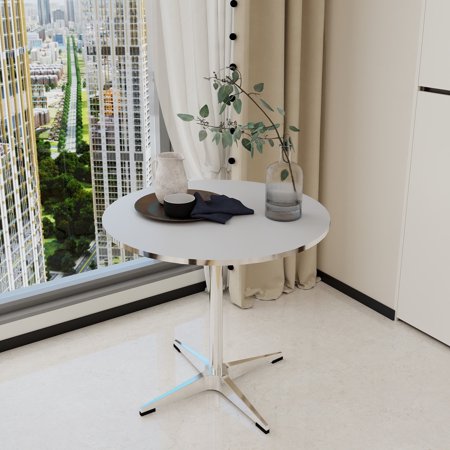 MDQMD Minimalist Round Coffee Table for Living Room,Modern White Center Table with Stable Legs for Home