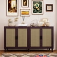 thumbnail image 1 of MDQMD Modern 70'' Farmhouse Brown Rattan Sideboard with 4 Doors,Accent Cabinet with Adjustable Shelves,Rattan Buffet Cabinet for Living Room, 1 of 8