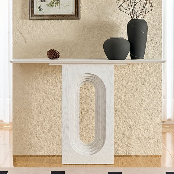 MDQMD Modern Console Table with Artistic Base,47.24''White Entryway Table Narrow Long Sofa Table for Living Room,Hallway