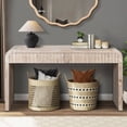 thumbnail image 1 of MDQMD Natural Wood Farmhouse Narrow Console Table with 2 Drawers,Sofa Table for Living Room,Entryway Table with Handless Drawers for Storage, 1 of 11